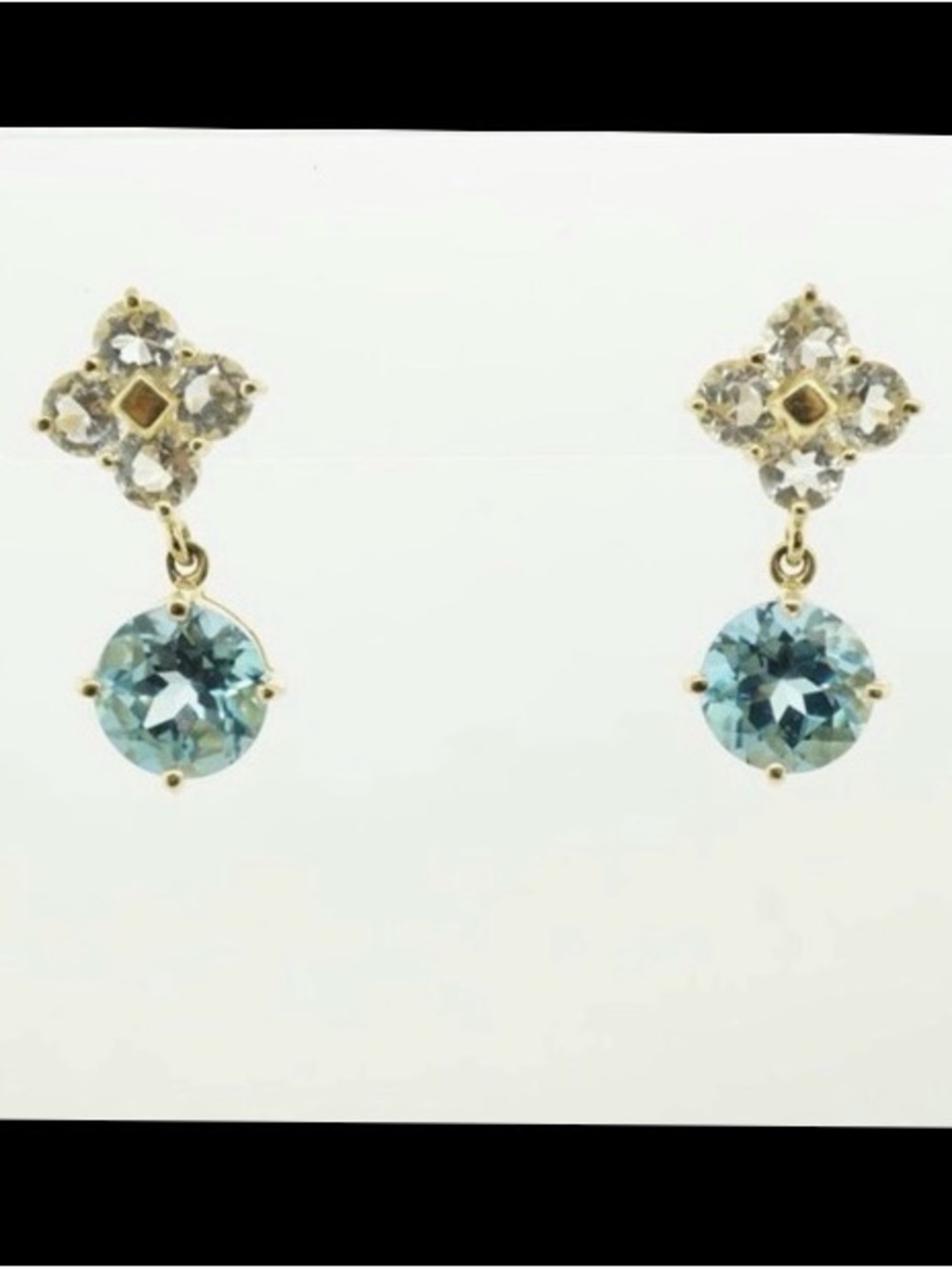10k Gold Drop Dangle Earrings with Blue Topaz